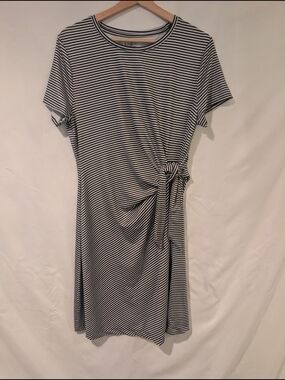 Striped Tie-Waist Dress in Black and White - Casual Women’s Dress